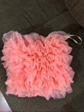Forever 21 Peach Ruffled Tulle Tube top
